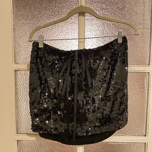 Black Chan Luu sequin drawstring mini skirt